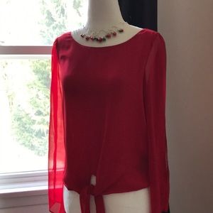 Bebe red sheer top